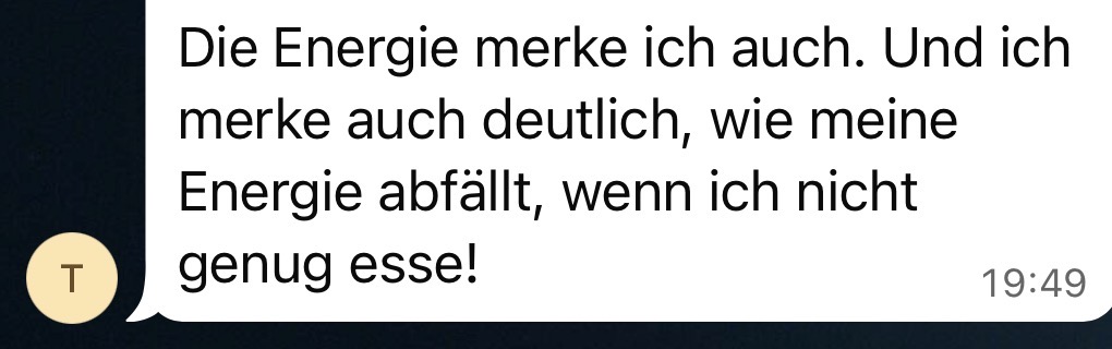 Die Energie merke ich auch.