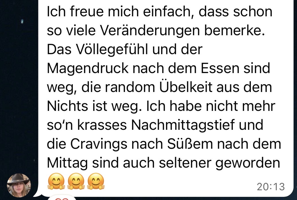 Cravings nach Süßem nach dem Mittag sind seltener geworden.